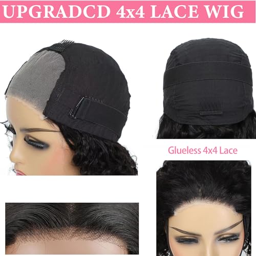 Wear and Go Glueless Bob Wig - Body Wave Lace Front Human Hair Wigs for Black Women - Pre Plucked and Pre Cut 4x4 Lace Closure - No Glue Needed for Beginners 12 Inch