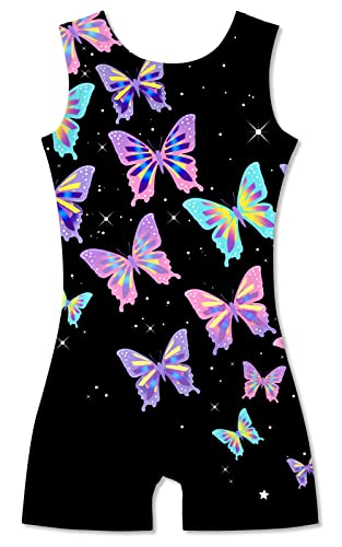 TUONROAD Gymnastics Leotard with Shorts for Girls Biketards with Butterflies 7-8 7/8 Years Old