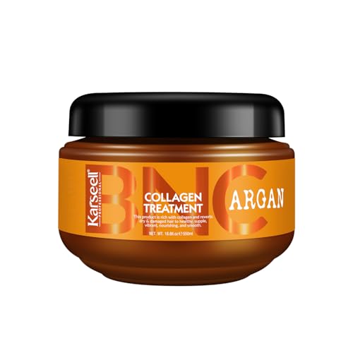 Karseell BNC Collagen Hair Treatment Deep Repair Conditioning Argan Oil Collagen Hair Mask Essence for Dry Damaged Hair All Hair Types 18.6 oz 550ml