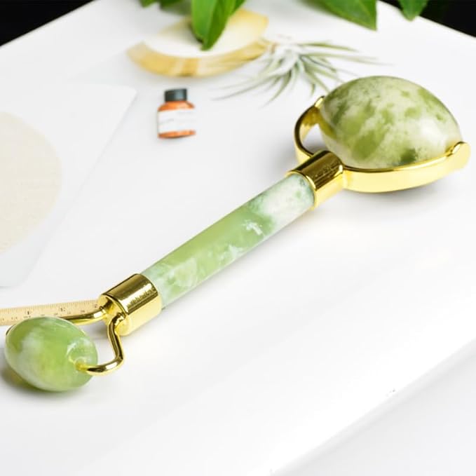 Jade Eye Mask and Jade Roller Set, Jade Stone Face Mask and Facial Rollers Massager Skin Care Tool, Face and Eye Massager