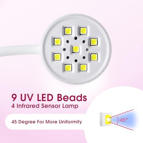 UV LED Nail Lamp 27W Mini Flash Cure Light for Gel X Nails Rechargeable Goose Neck UV Lamp Nail Dryer, Quick Drying Nail Lamp Flash Cure Lamp for Nail Salon Home DIY Manicure