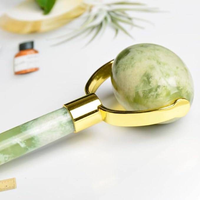 Jade Eye Mask and Jade Roller Set, Jade Stone Face Mask and Facial Rollers Massager Skin Care Tool, Face and Eye Massager