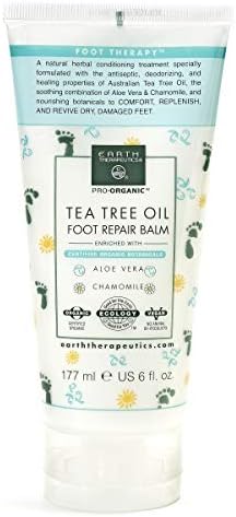Earth Therapeutics Tea Tree Oil Foot Balm – Australian Tea Tree Oil w/Aloe Vera & Chamomile – Hydrates, Softens & Conditions Dry Cracked Feet, Heel and Calluses – Soothe Irritated Skin – 6 Oz