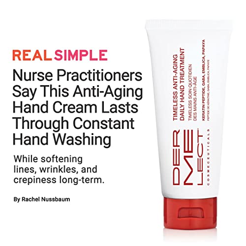 Dermelect Timeless Anti-Aging Daily Hand Treatment for Hands - Anti Aging Cream with Peptides Hyaluronic Acid Hydrating & Brightening Treatment for Dry Hands, Dark Spots, Over Washed Hands