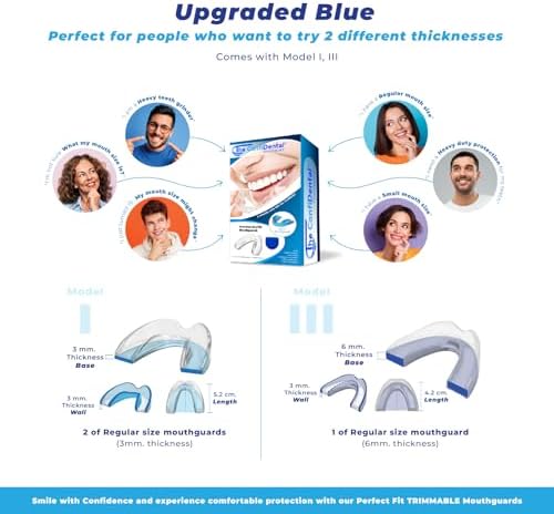 Pack of 3 Moldable Mouth Guard for Teeth Grinding Clenching Bruxism, Sport Athletic, Whitening Tray, Including 2 Regular and 1 Heavy Duty Guard (2 (LLL) Regular 1 (II) Heavy Duty)