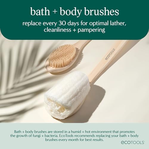 EcoTools Foot Brush + Pumice, Foot Scrubber Brush for Cleansing & Dead Skin Removal, Reveal Smooth, Soft Feet, Foot Brush for Shower & Bath, Eco-Friendly, Cruelty-Free Bristles, 4 Count