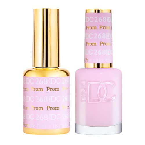 DND DC Gel Polish Set, Pink Collection, UV/LED Gel Polish and Air Dry Nail Lacquer, Matching Chip-Free Polish Duo, 268 Prom, 0.5 Fl Oz