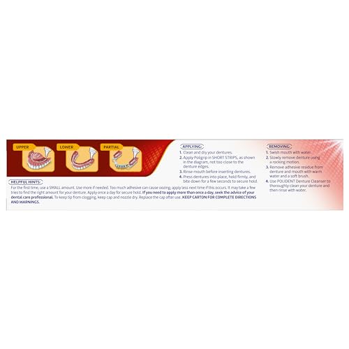 Poligrip Power Max Power Hold plus Seal Denture Adhesive Cream, Denture Cream for Secure Hold and Food Seal, Flavor Free - 2.2 oz (Pack of 4)