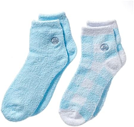 Earth Therapeutics Aloe Vera Socks – Infused with Natural Aloe Vera & Vitamin E – Helps Dry Feet, Cracked Heels, Calluses, Dead Skin - Use with Your Favorite Lotions - Blue Plaid