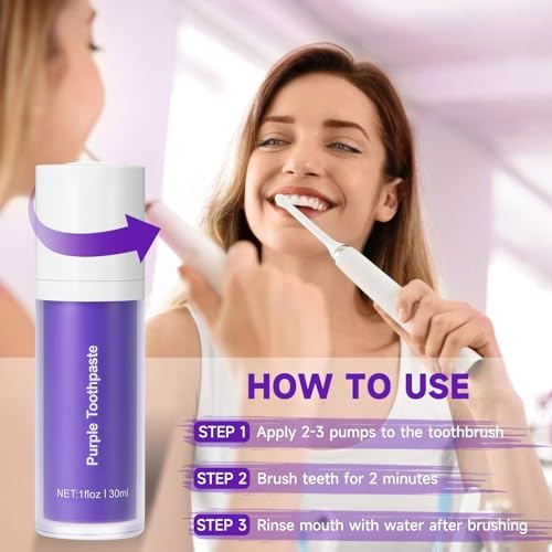 Purple Toothpaste for Teeth Whitening, Purple Toothpaste, Tooth Stain Removal, Tooth Stain Removal Colour Corrector, Teeth Whitening Kit
