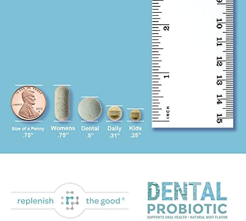 Dental Probiotic, 30 Sugar Free Chewable Tablets, Mint Flavor - Vegan Supplements w/BLIS K12 & M18 - Boosts Oral Health - Fights Bad Breath (Halitosis), Tooth Decay, Strep Throat