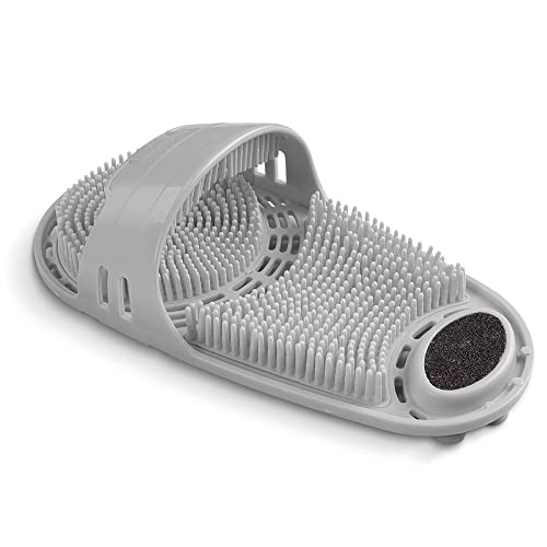 Silicone Shower Foot Scrubber Personal Foot Massage and Cleaning with Soft Silicone Bristles and Non-Slip Suction Cups, Foot Scrubbers for Use in Shower Men and Women (1PCS Gray)