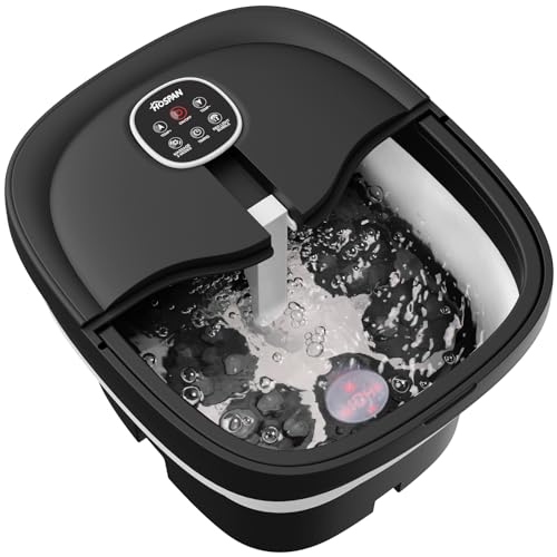 HOSPAN Collapsible Foot Spa Electric Rotary Massage, Foot Bath with Heat, Bubble, Remote, and 24 Motorized Shiatsu Massage Balls. Pedicure Foot Spa for Feet Stress Relief - FS02A