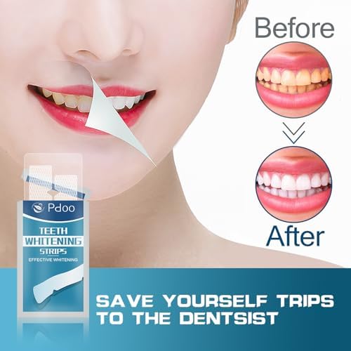 56 Teeth Whitening Strips (28-Day), Non-Sensitive Fast Remove Smoking, Coffee, Wine Stains, Teeth Brightening Kit Pack of 56 Non-Slip Strips