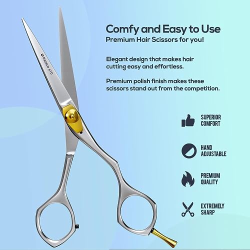 Hair Cutting Scissors for Professionals, Barbers - Hair Shears for Cutting, Trimming, Grooming, Precision - Extremely Sharp Razor Edge - Made With 6.5" Japanese Stainless Steel for Men, Women.