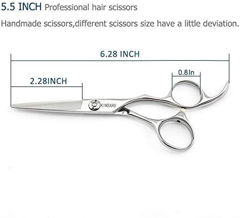 5.5" Barber Hair scissors Professional Hair Cutting Shears 440C Hair Cutting Scissors Shears Haircut Scissors Silvery Convex Blades KINSARO for Hairdresser Barber or Home Use