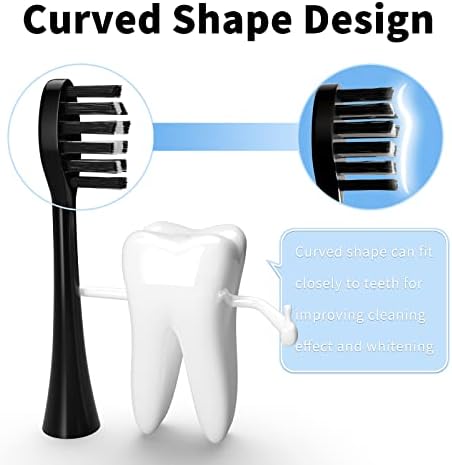 Replacement Toothbrush Heads Compatible with Gleem Electric Toothbrush, W Shape Design Planted with Nylon Bristle Black 10 Pack (Black)