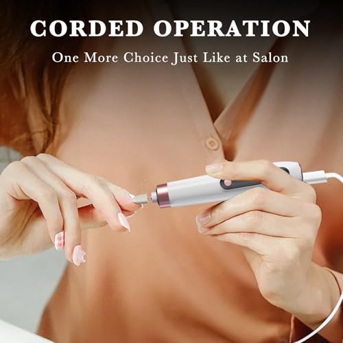 ENGERWALL Professional Manicure Pedicure Kit, Electric Nail File Set, Portable Cordless Electric Nail Drill Machine, 10 Speeds Nail Care Tool for Grind Trim Polish, White