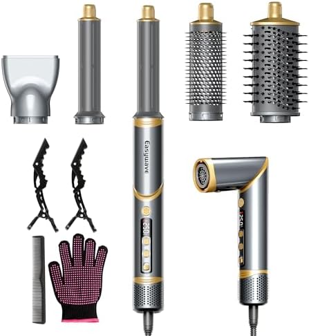 Easywave Air Wrap Hair Styler: Flexible 5 in 1 Styling & Drying System, Professional Hot Air Brush Set for Fast Drying, Curling, Volumizing, Smoothing & Styling, Oval Brush, Concentrator