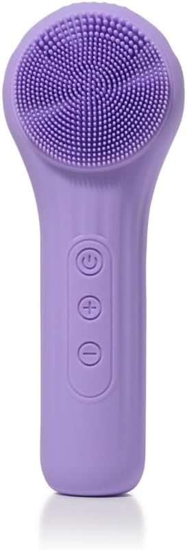Pulsating Facial Cleansing Brush. Silicone Face Brush | Removes Dirt, Oil & Makeup | Combines Gentle Exfoliation & Deep Cleansing for Radiant Glow | Waterproof & Rechargeable (Purple)