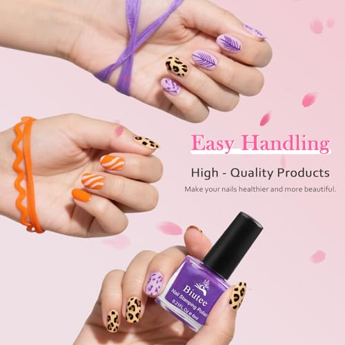 Biutee Nail Stamping Polish 12 Colors 6ML for Stamping Plates Air Dry With Gift Box