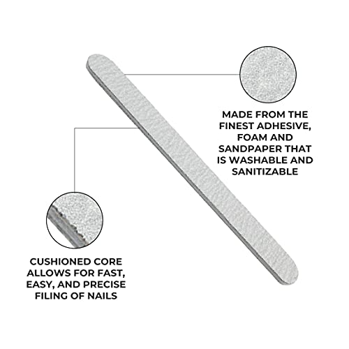 ForPro Professional Collection Zebra Foam Board, 100/180 Grit, Double-Sided Manicure Nail File, 7" L x .75" W 50-Count