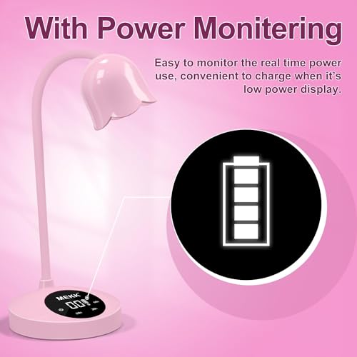 MEKK Gooseneck UV Nail Lamp Cordless Mini UV Light for Gel Nails with Auto Sensor,Professional Flash Cure Lamp 30W Single Nails Light with Three Timers (10s/30s/60s) Salon & Home DIY Use-Pink