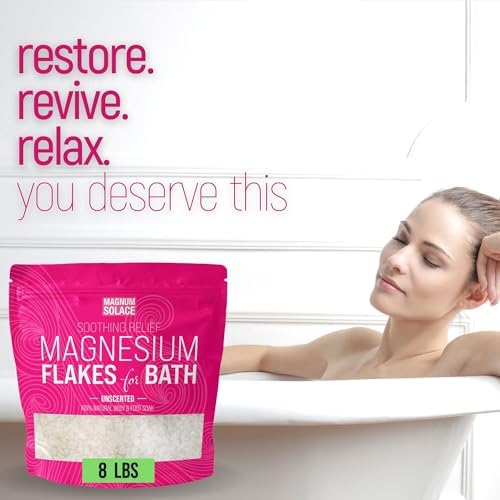 Magnesium Flakes for Bath - Magnesium Chloride Flakes Organic Pure - Unscented, 8 LBS