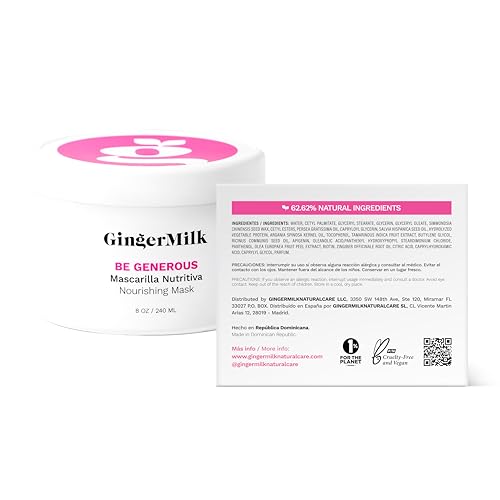 Deep Repair Hair Mask for Dry and Curly Hair – Castor Oil, Biotin, Ginger – Sulfate-Free – Be Generous by Ginger Milk – 8 oz