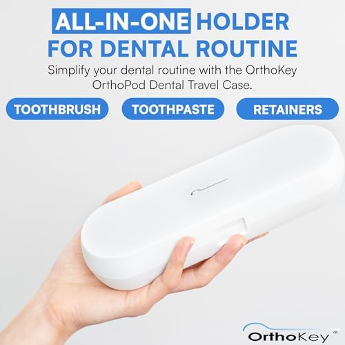 OrthoKey OrthoPod Dental Travel Case - Secure Storage for Aligners, Retainers, and Invisalign - Convenient Toothbrush and Toothpaste Holder - Clear Removable Grabber - Sterile Storage