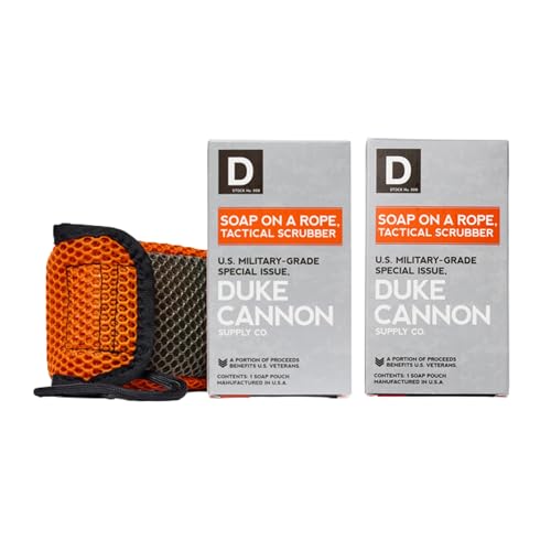 Duke Cannon Supply Co. Tactical Scrubber | U.S. Military-Grade Soap Pouch | Dual-Mesh Design for Hands & Feet | 550 Mil-Spec Paracord | Durable and Versatile for Home, Outdoor, or Field Use, 2 Pack