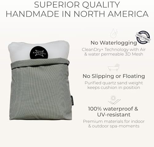 BADESOFA® Luxury Seat Cushion for Bath | Premium-Quality Materials | Comfortable & Quick-Drying | Washable Bath Pillow in Charcoal | Home Spa | Suitable for Bathtub, Steam Sauna & Hot Tub