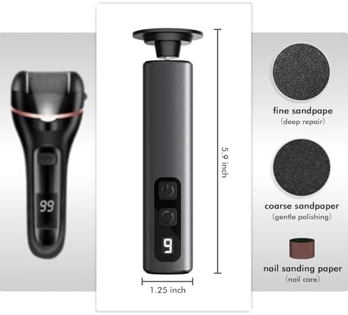 Electric Callus Remover for Feet,Professional Foot File Scraper with 9 Adjustable Speeds,Rechargeable Pedicure Tool with Replacement Sandpaper Discs for Dead Skin Calluses