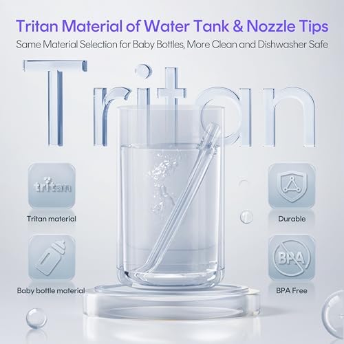 Water Flosser Travel Size - Portable Water Flosser Cordless for Teeth Gums Braces Cleaning, Oral Irrigator with 3 Modes, IPX7, Low Noise for Adult Kids, Mini Travel Essentials, A30 Pro Purple