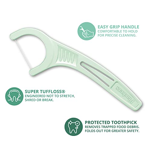 Plackers Micro Mint Dental Flossers, Fold-Out Toothpick, Super Tuffloss, Easy Storage with Sure-Zip Seal, Fresh Mint Flavor, 750 Count (Pack of 5)