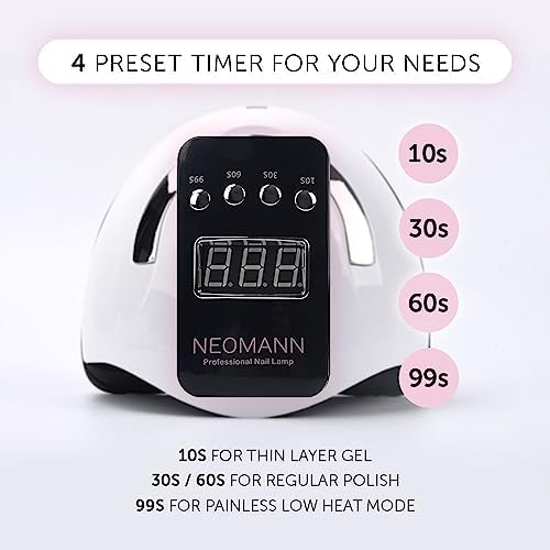 UV lamp for Gel Nails - 280 Watt & 66 Lamps, Professional LED lamp Nails, Fast Nail Dryer, 4 Timer Settings