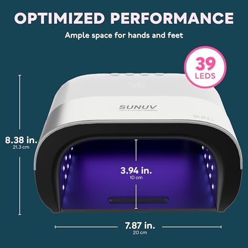 SUNUV SUN3 Professional UV Light for Gel Nails, LED Nail Lamp for Gel Polish with 4-Timer and Sensor, 39 PCS LED Beads, UV Dryer for Salon Home Gift for Woman Mom Girl