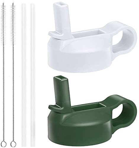 The Mass Wide Mouth Straw Lid Compatibility Most Sports Water Bottle (White & Olive)