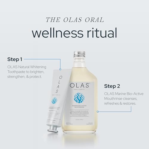 Olas Alcohol Free Mouthwash & Oral Rinse - Marine Bio-Active Mouth Rinse With Essential Oils & Antioxidants for a Healthy Oral Microbiome - Fluoride Free Natural Mouthwash (200 ml)