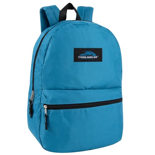Trail maker Classic 17 Inch Backpack with Adjustable Padded Shoulder Straps (Light Blue)