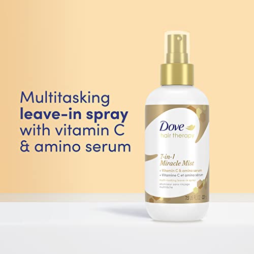 Dove Hair Therapy 7-in-1 Hairspray for Visibly Damaged Hair Miracle Mist + Vitamin C Leave-in Spray to Strengthen and Nourish 7.5 oz