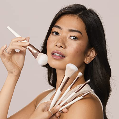 EcoTools Luxe Natural Elegance Professional Face Makeup & Foundation Brush Set, Premium Brush Kit For Face, Cheek, & Eye Makeup, Synthetic Makeup Brushes, Vegan & Cruelty-Free, 5 Piece Set