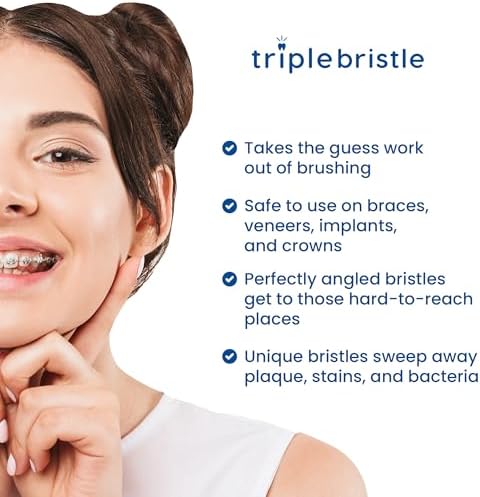 Triple Bristle Replacement Brush Head Refills | Innovative 3 Head Design | Compatible with Triple Bristle Brand Sonic Toothbrush | Color Changing Indicator Bristles | 2 Pack (Blue)