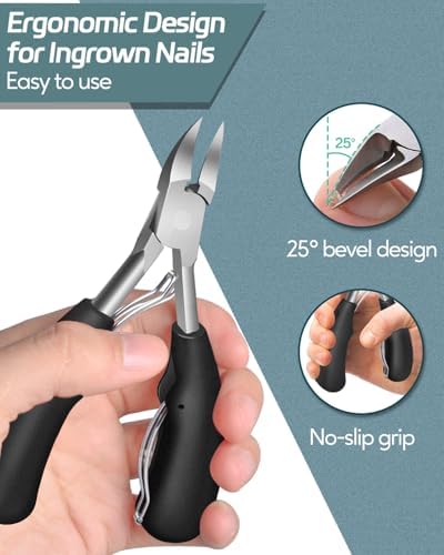 Toenail Clippers for Seniors Thick Toenail, Podiatrist Toe Nail Clipper Kits for Adult, Men, Women, Super Sharp Curved Blade Large Nail Tools, at Home Ingrown Toenail Remove Kit, 6 Pieces