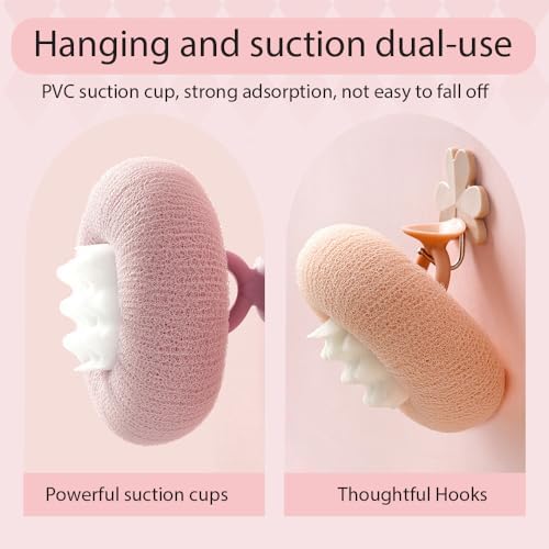 Super Soft Sunflower Suction Cup Bath Ball, 2025 Upgraded 2-in-1 Sunflower Bath Ball, Exfoliating Shower Sponge Cleaning Brush with Suction Cup Shower Sponges for Women Men (Apricot+Green)