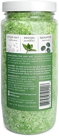 Village Naturals Therapy, Muscle Concentrated Mineral Bath Soak, Eucalyptus Mint Scent, 20 oz, Pack of 4