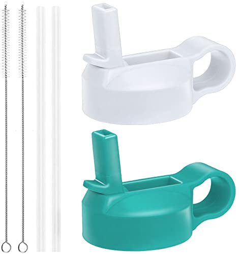 The Mass Wide Mouth Straw Lid Compatibility Most Sports Water Bottle (White & Mint)