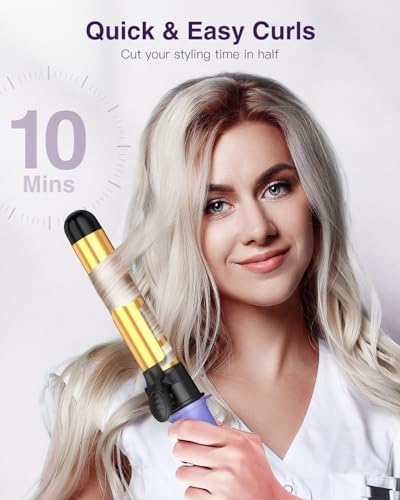 Rotating Curling Iron 1 1/4 Inch, 2024 Upgraded ZAVAREA Automatic Curling Iron with Extra-Long Barrel, Dual Voltage Self Curling Wand 1.25" Hair Curler