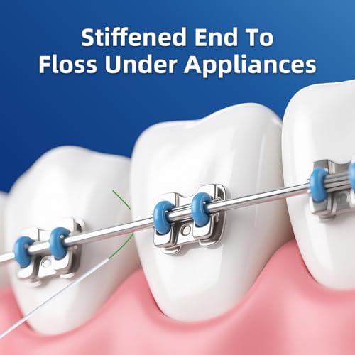 RioRand 3-in-1 Dental Floss for Braces - 80 Pre-Cut Strands with Floss Threaders | Orthodontic Floss for Effective Cleaning (Pack of 3)
