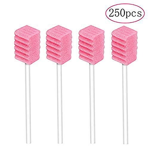 Disposable Oral Swabs, Sterile Dental Sponge Swabsticks Unflavored for Mouth & Gum Cleaning (250 Pack/box)